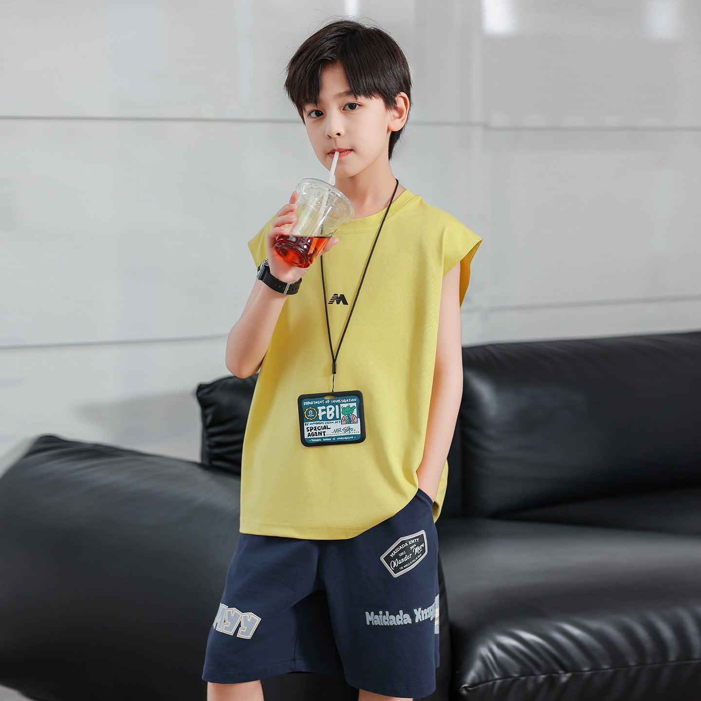 Boys Solid Cotton Sleeveless Vest