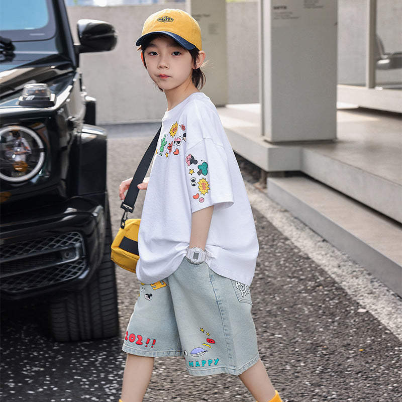 Boys'  Summer Soft Denim Shorts, Kids' 5-Pocket Shorts