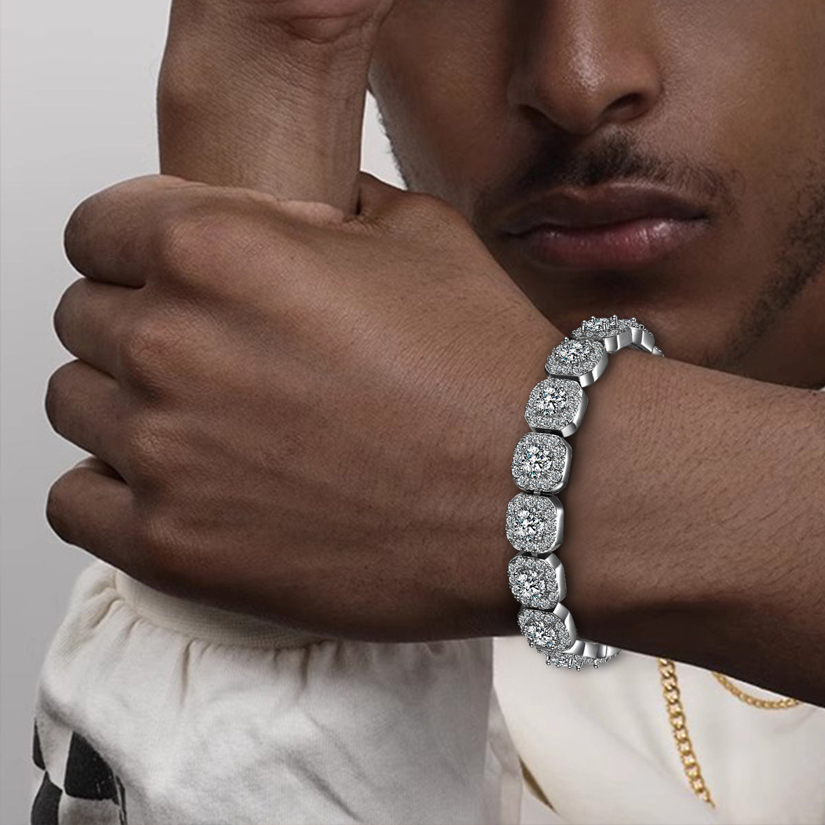 Cuban Bracelet 12mm Wide Rock Sugar Chain Zircon Tennis Bracelet Flip