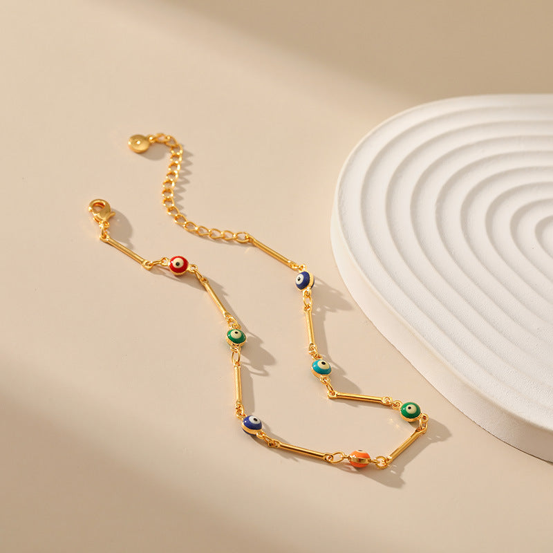 Evil Eye Popular Colored Oil Drip Anklet