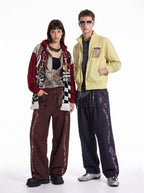 Street-style vintage-look tie-dye straight-leg cargo pants