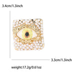 Square Pearl Evil Eye Brooch for Men and Women