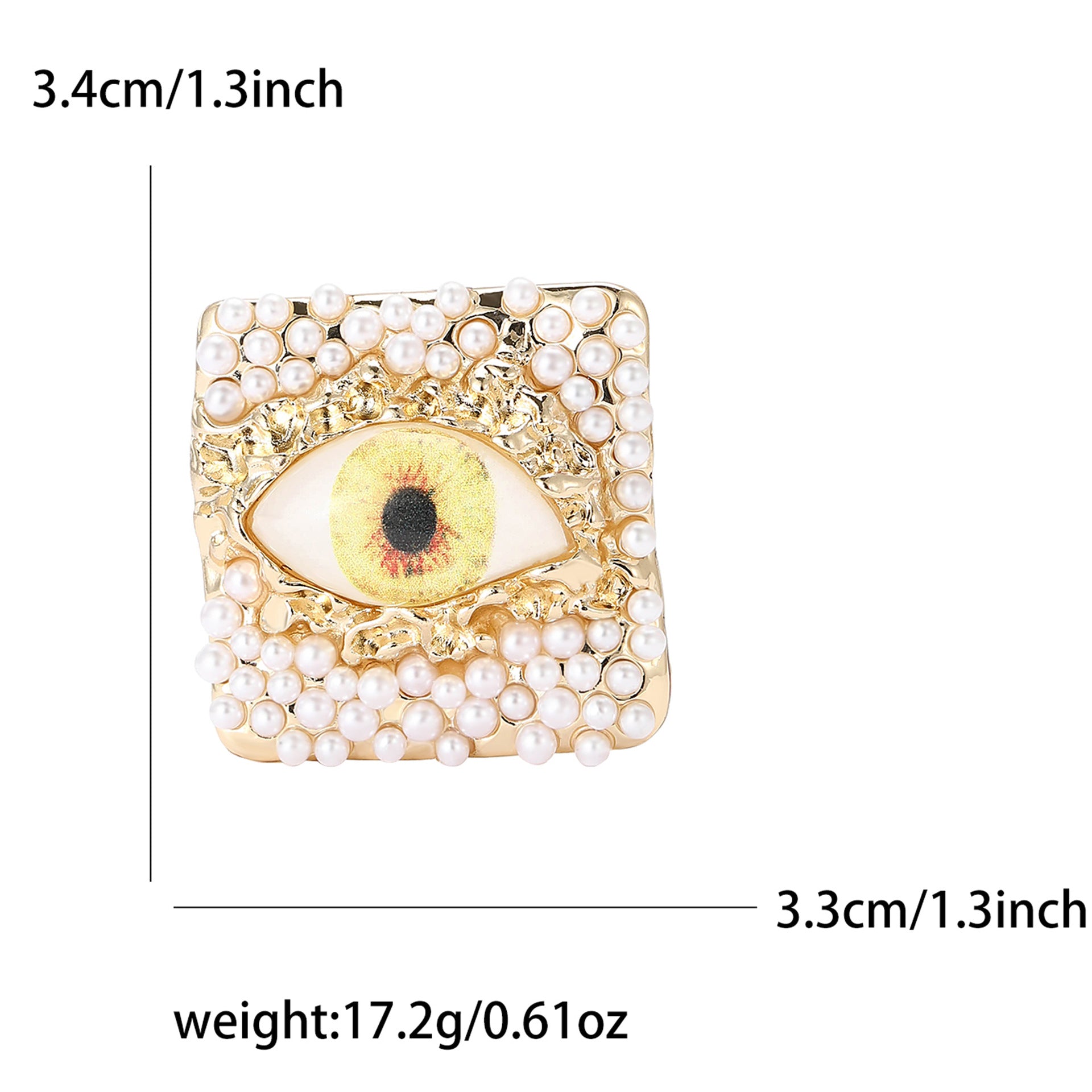 Square Pearl Evil Eye Brooch for Men and Women