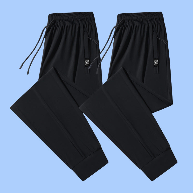 Unisex Ice Silk Quick Dry Sweatpants, Summer Thin Breathable Outdoor Running Pants
