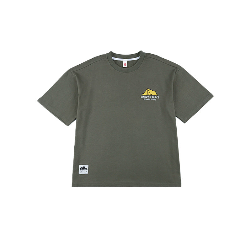 Outdoor-style graphic short-sleeve top for older children
