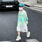 Boys Gradient Tie Dye Short Sleeve 2Pcs Set