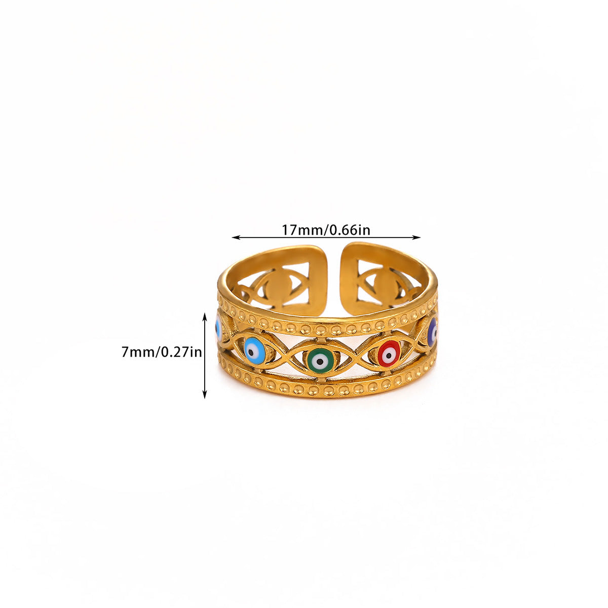 Colorful Enamel "Evil Eye" Stainless Steel Ring