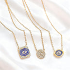 Titanium Steel Diamond-Studded Evil Eye Necklace