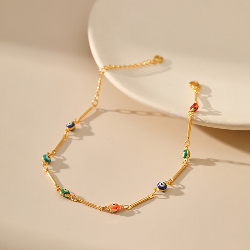 Evil Eye Popular Colored Oil Drip Anklet