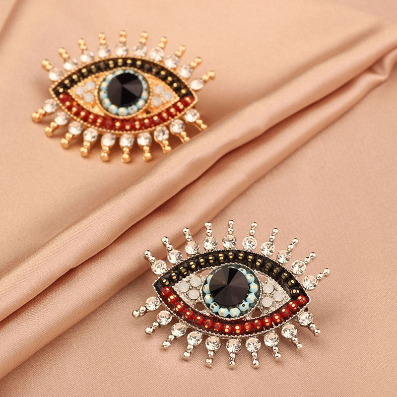 Diamond-encrusted Evil Eye Brooch