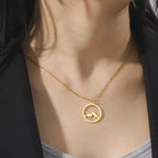 Nature Cast Metalworks Mountain In Circle Pendant Necklace