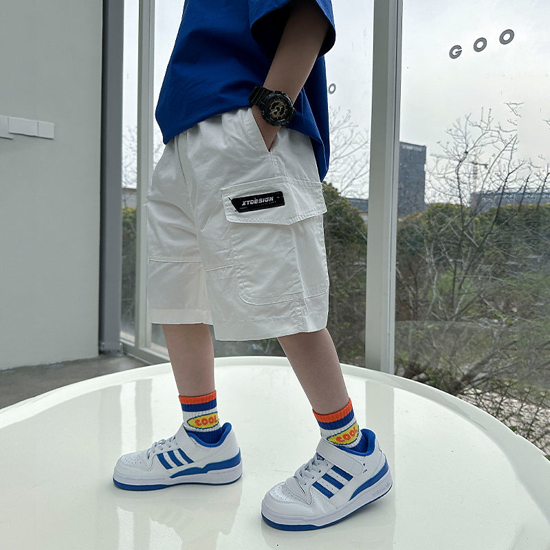 Boys' Summer White Cargo Shorts Kids' Casual Shorts