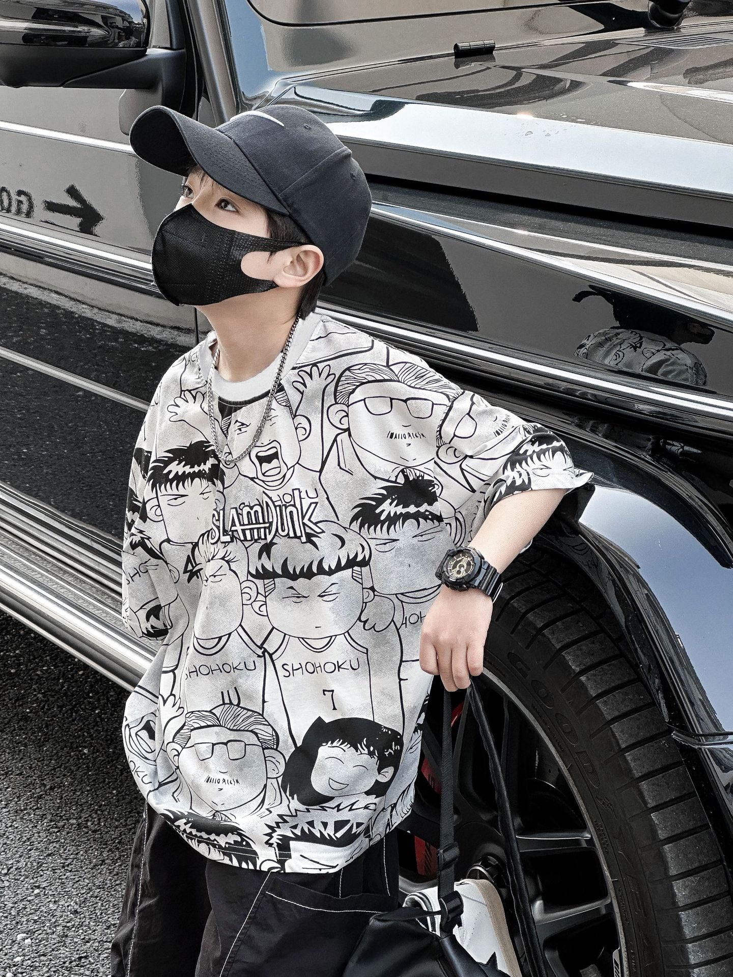 Kids Allover Print Cartoon Short Sleeve Tee