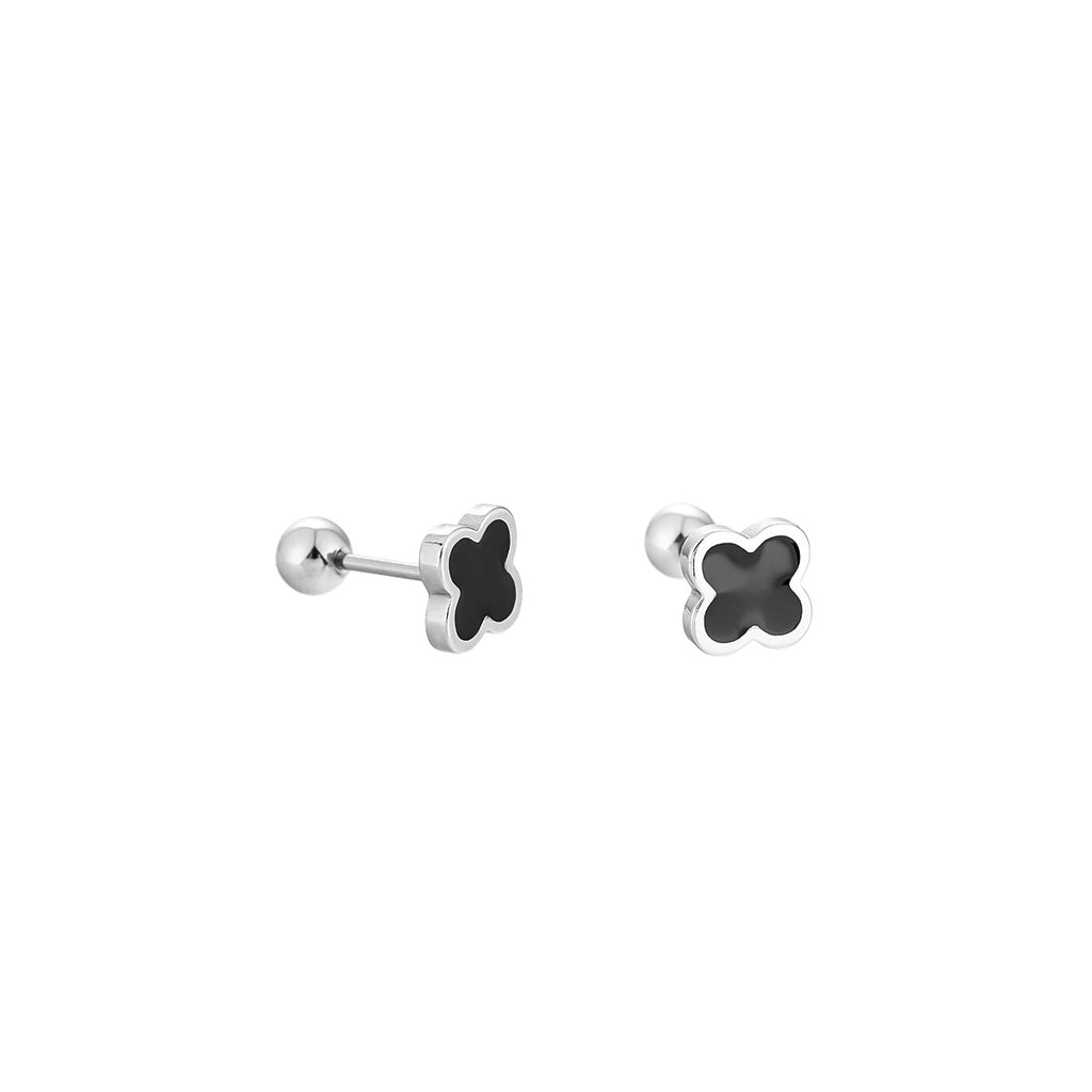 Titanium Steel Four-Leaf Clover Stud Earrings