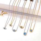 Titanium steel gold-plated evil eye pendant necklace