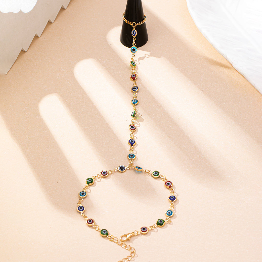 Evil Eye Anklet with Glazed Toe Ornaments