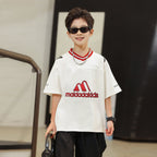 Trendy Letter Design | Soft Cotton Korean Style Tee for Boys
