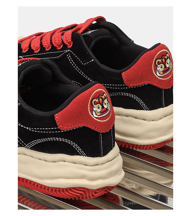 Tiger head dissolving design, shell head platform casual board shoes, couple trendy shoes