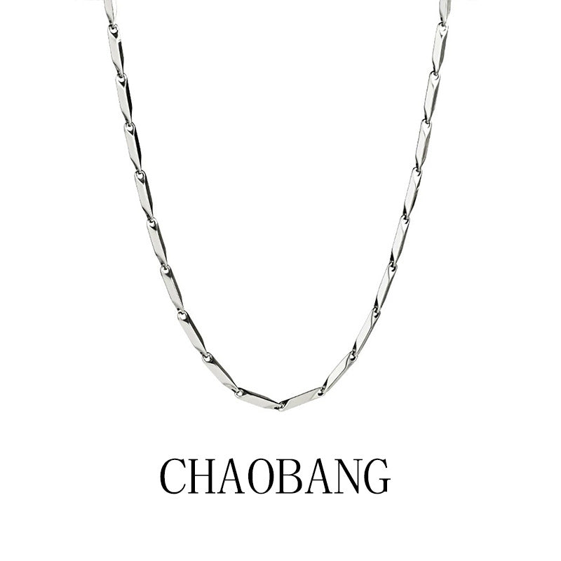 Rhombus-shaped titanium steel necklace, snake chain