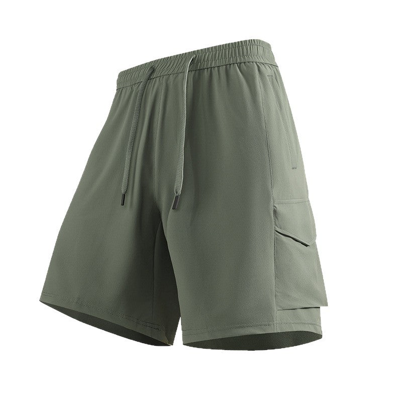 Men Women Summer Ice Silk Cargo Shorts Quick Dry Breathable 5‑Inch Casual Shorts