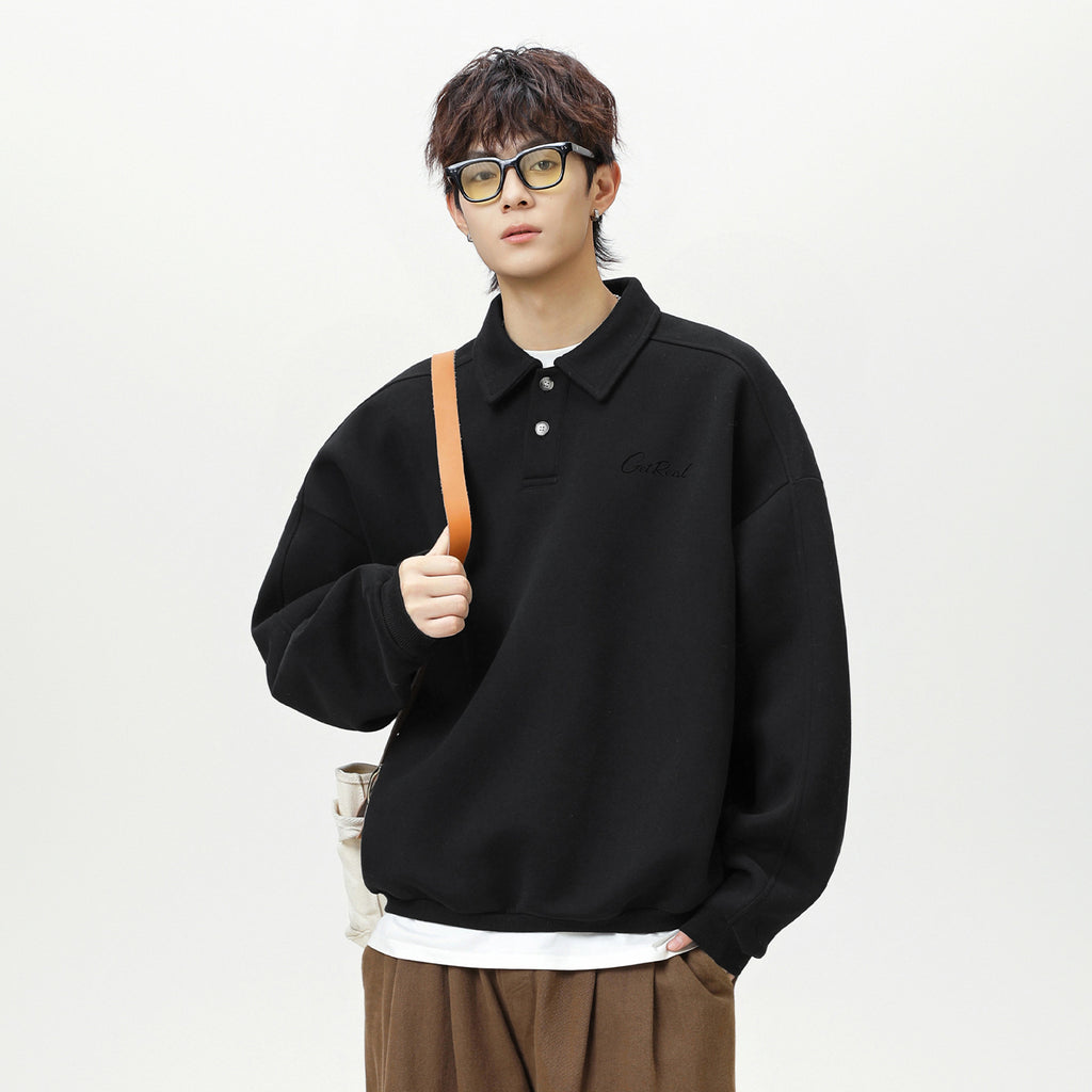 Men's Lapel Letter Sweater/Fleece Shirt (Autumn Style)