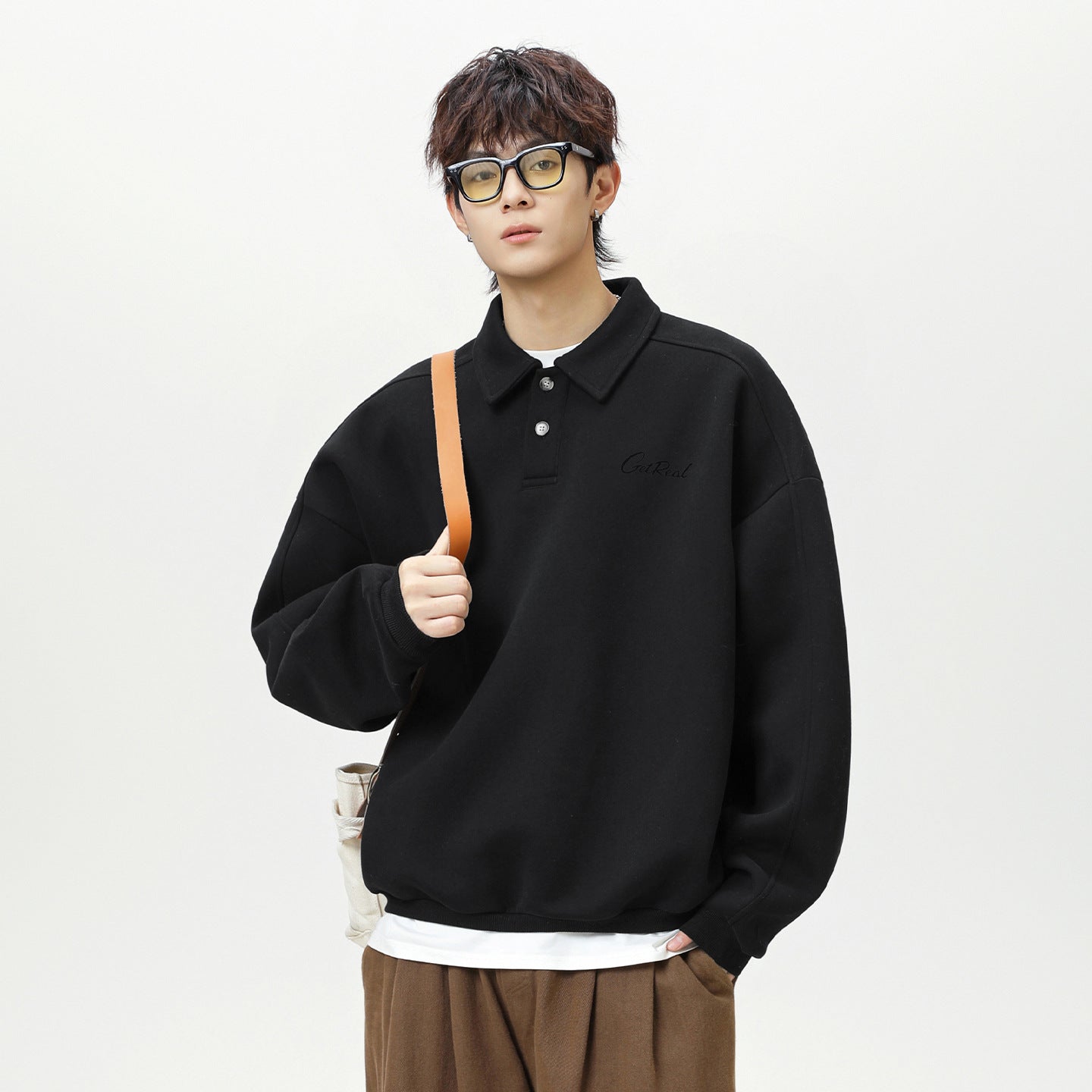 Men's Lapel Letter Sweater/Fleece Shirt (Autumn Style)