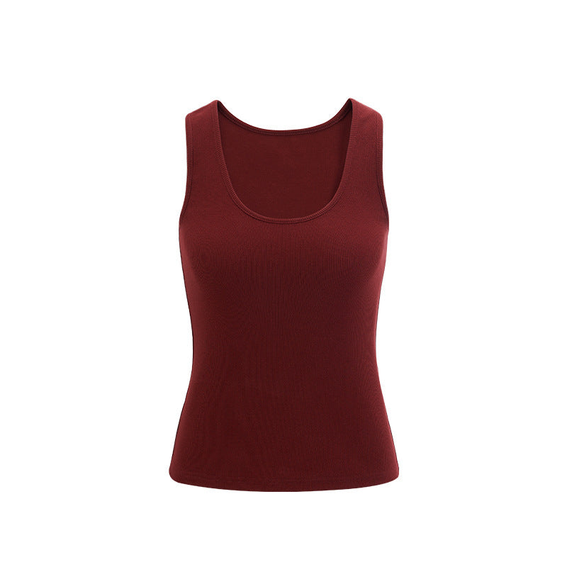 Women's High elastic threaded U-neck undershirt