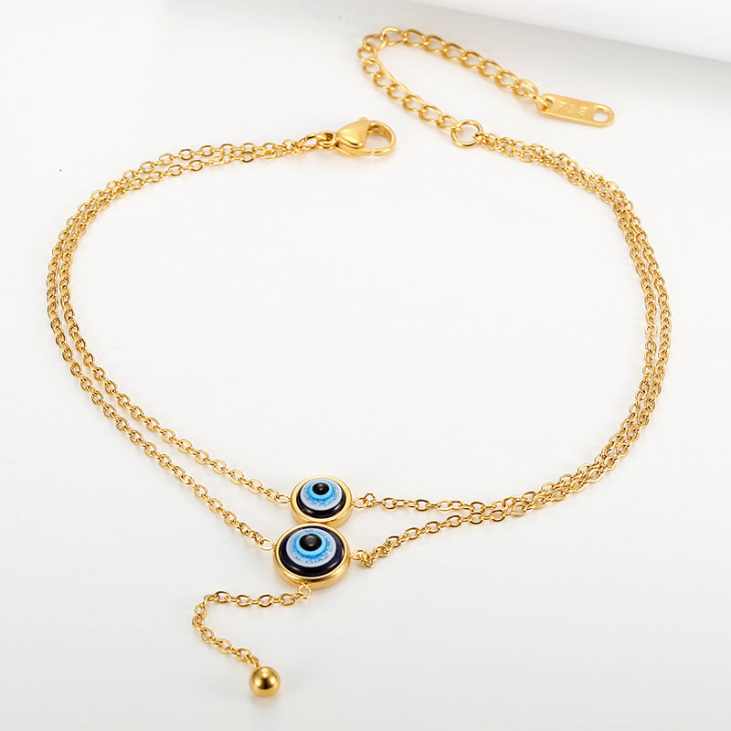 Evil Eye Anklet Titanium Steel Casual Foot Charm