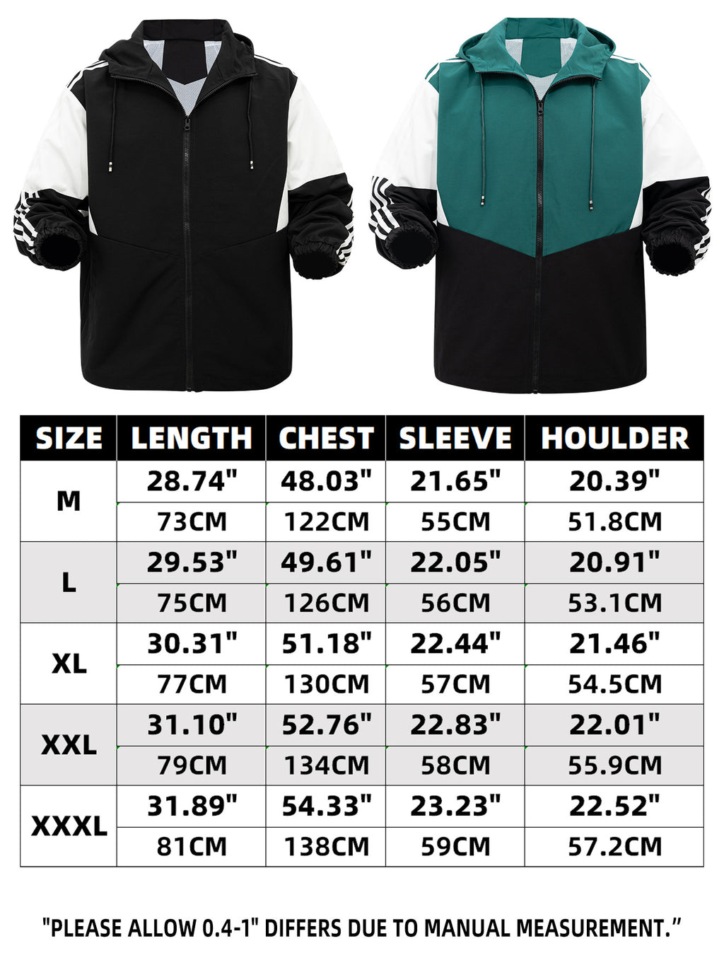 Men's Sports Color Matching Hooded Zip Jacket