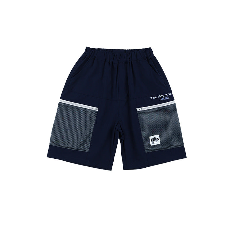Minimalist Color Block Splicing Shorts, Mountain Style