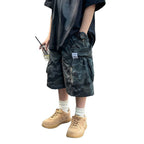 Boys' Quick-Drying Camouflage Cargo Shorts for Outdoor Sports