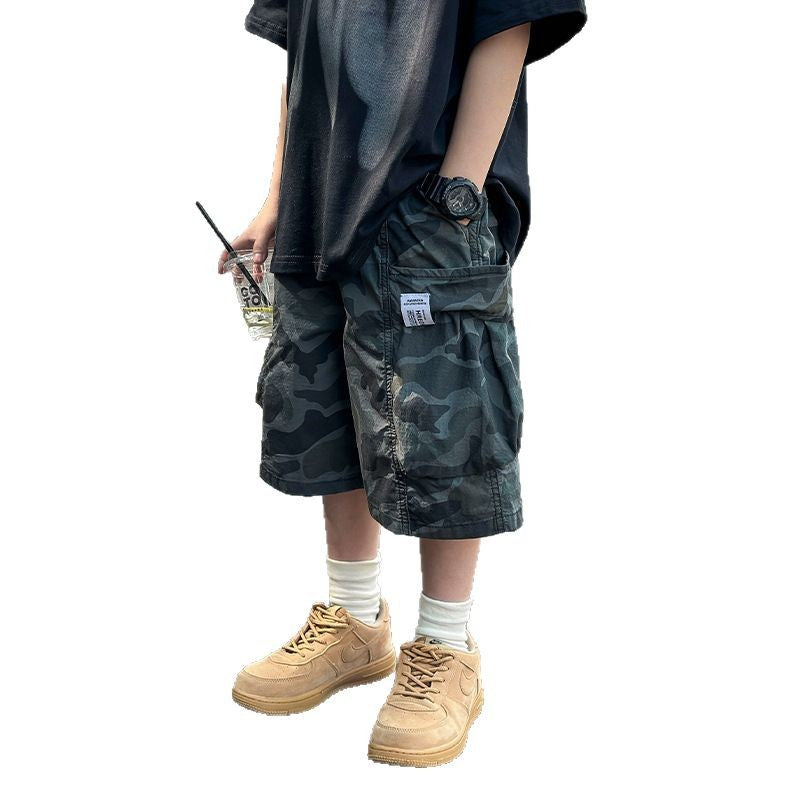 Boys' Quick-Drying Camouflage Cargo Shorts for Outdoor Sports