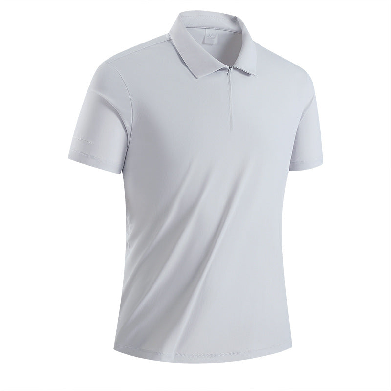 Men's Half‑Zip Short Sleeve Polo Shirt, Breathable Antibacterial Ultra‑Light T‑Shirt