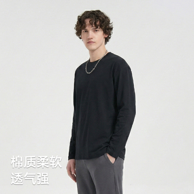 WENHOUU 230GSM Cotton Drop‑Shoulder Long Sleeve T‑Shirt Unisex Custom Sport Tee