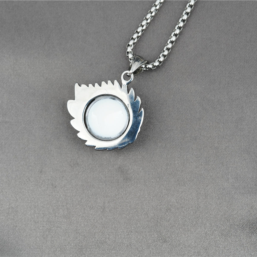 Titanium Steel & Diamond-Inlaid Evil Eye Pendant Hip-Hop Necklace