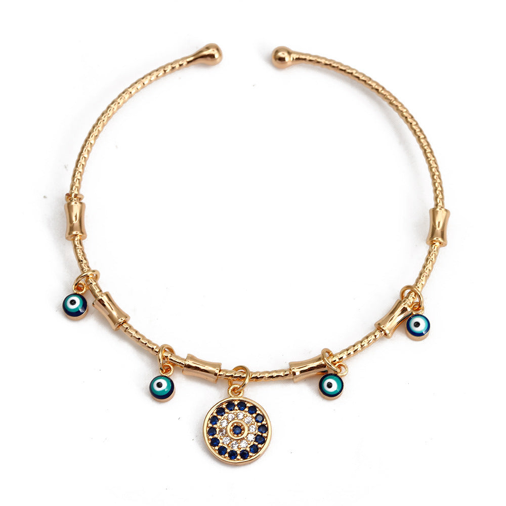 Evil Eye Bracelet for Women with Dripping Turquoise Eyes