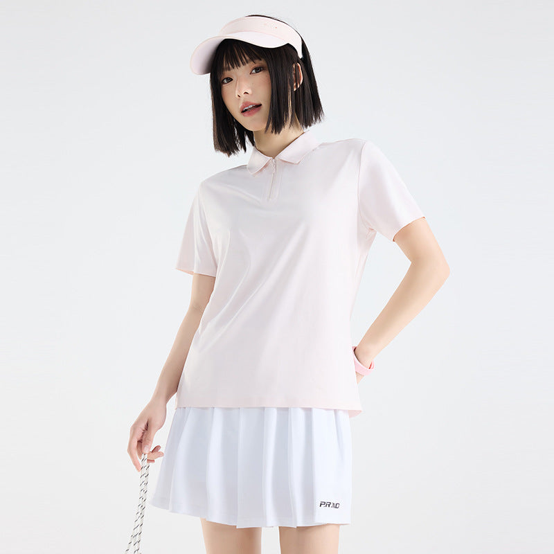 WENHOUU  Women Ice‑Silk Quick Dry Polo Shirt, Summer Loose Short‑Sleeve Breathable Lightweight Outdoor Sports Casual T‑Shirt