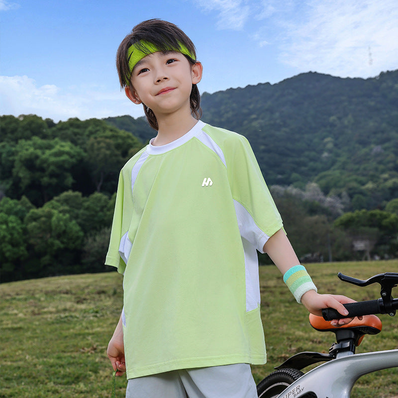 Boys Color Block Cooling Quick-Dry T-Shirt