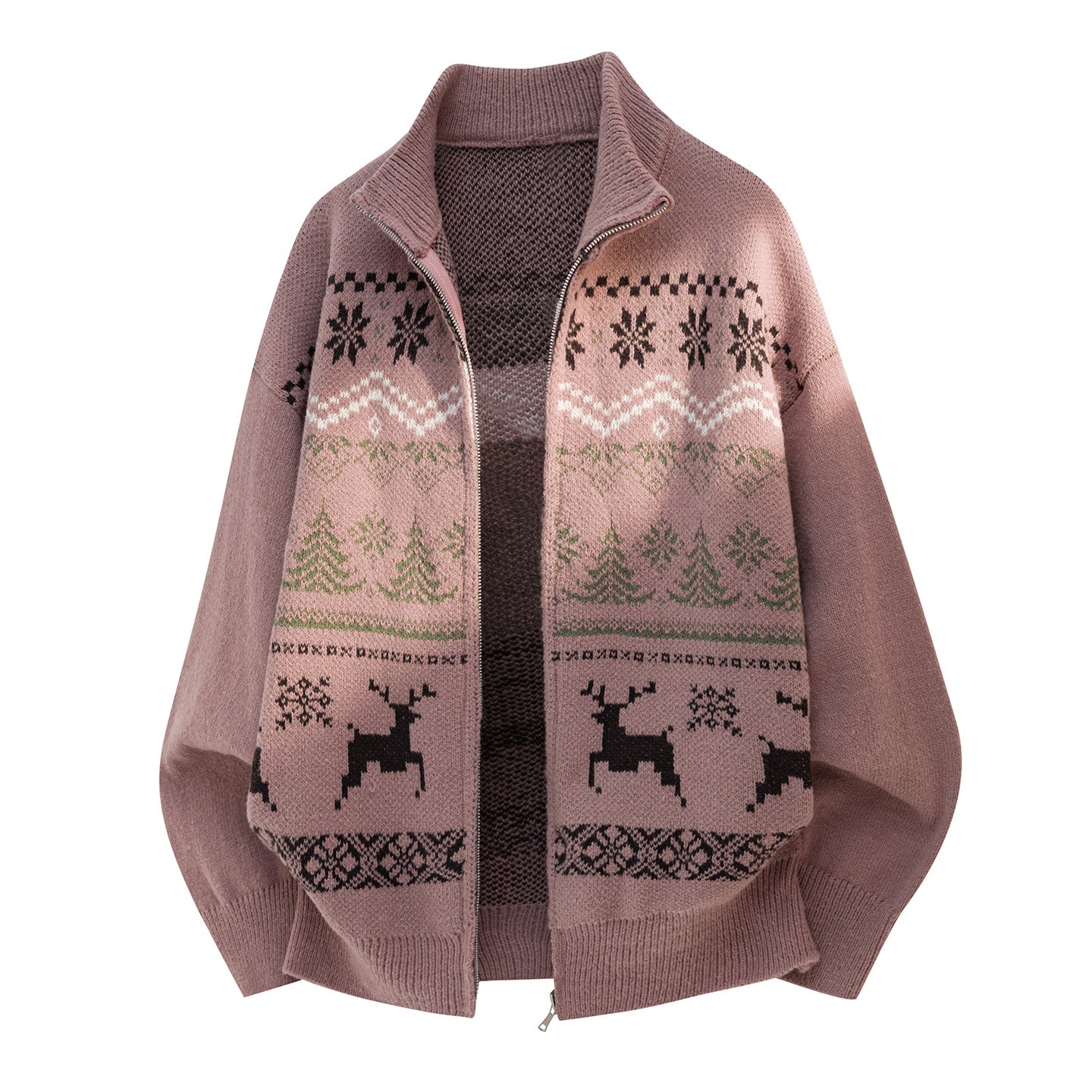 Autumn and winter new men's Fair Island jacquard cardigan, retro ethnic style soft waxy texture knitted coat