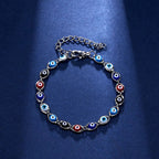 Mixed-color evil eye stainless steel bracelet