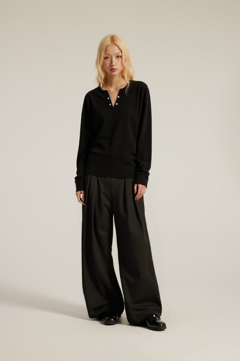 Women's Pleated curved knife high-waisted dress pants