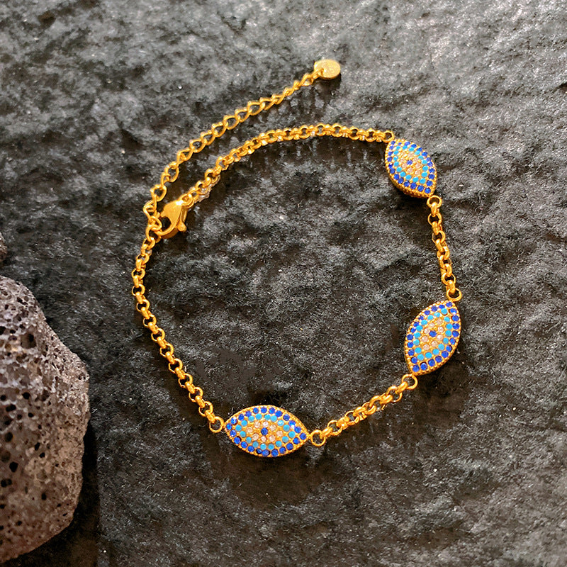 Full Zirconium Evil Eye Bracelet Stainless Steel Bracelet