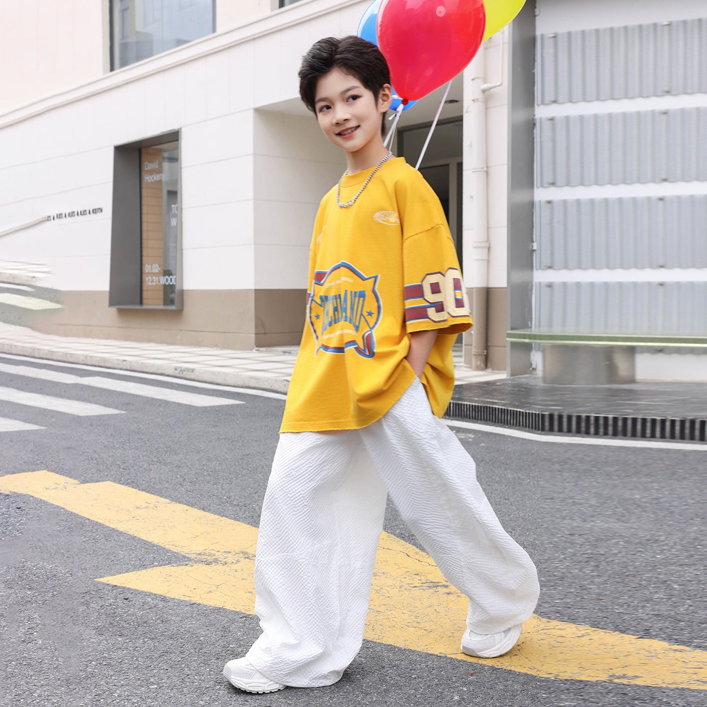 Boys Bubble Textured Wide-Leg Pants, Casual & Versatile