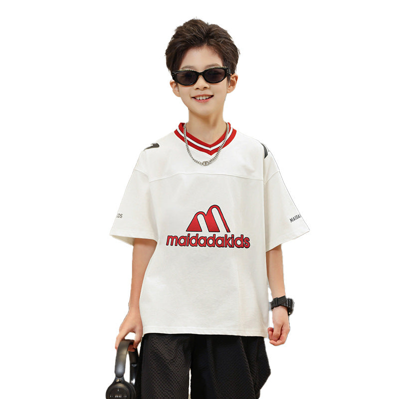 Trendy Letter Design | Soft Cotton Korean Style Tee for Boys