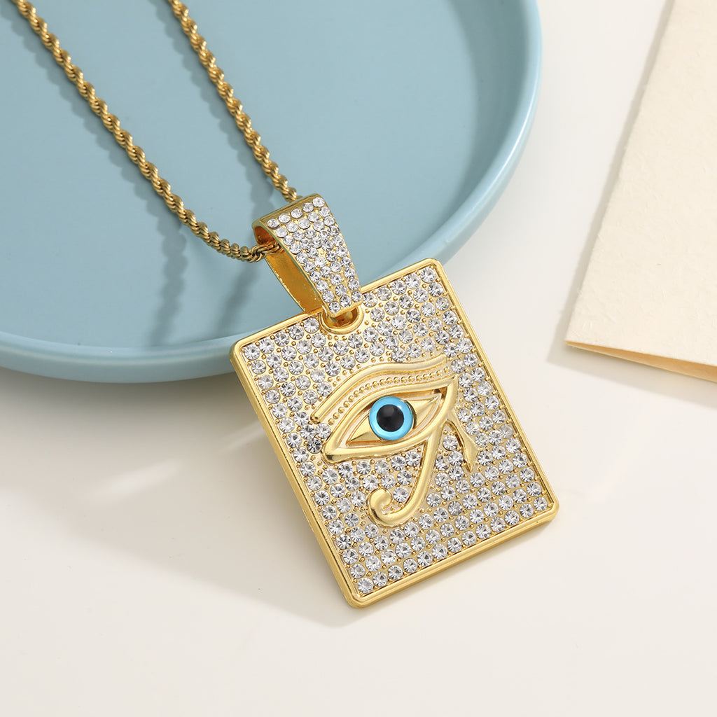 Hip Hop Square Evil Eye Necklace