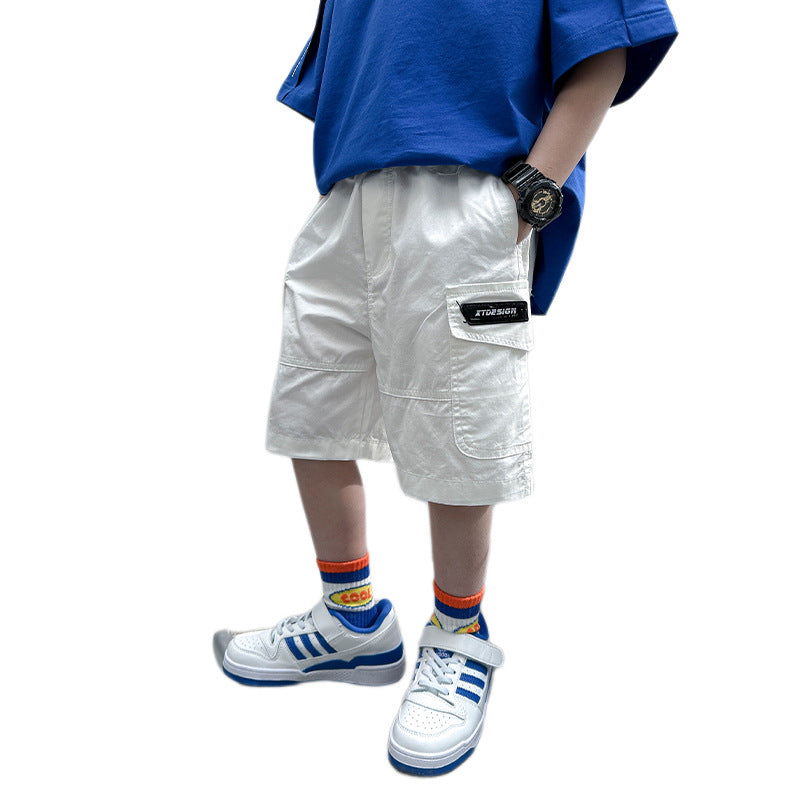 Boys' Summer White Cargo Shorts Kids' Casual Shorts