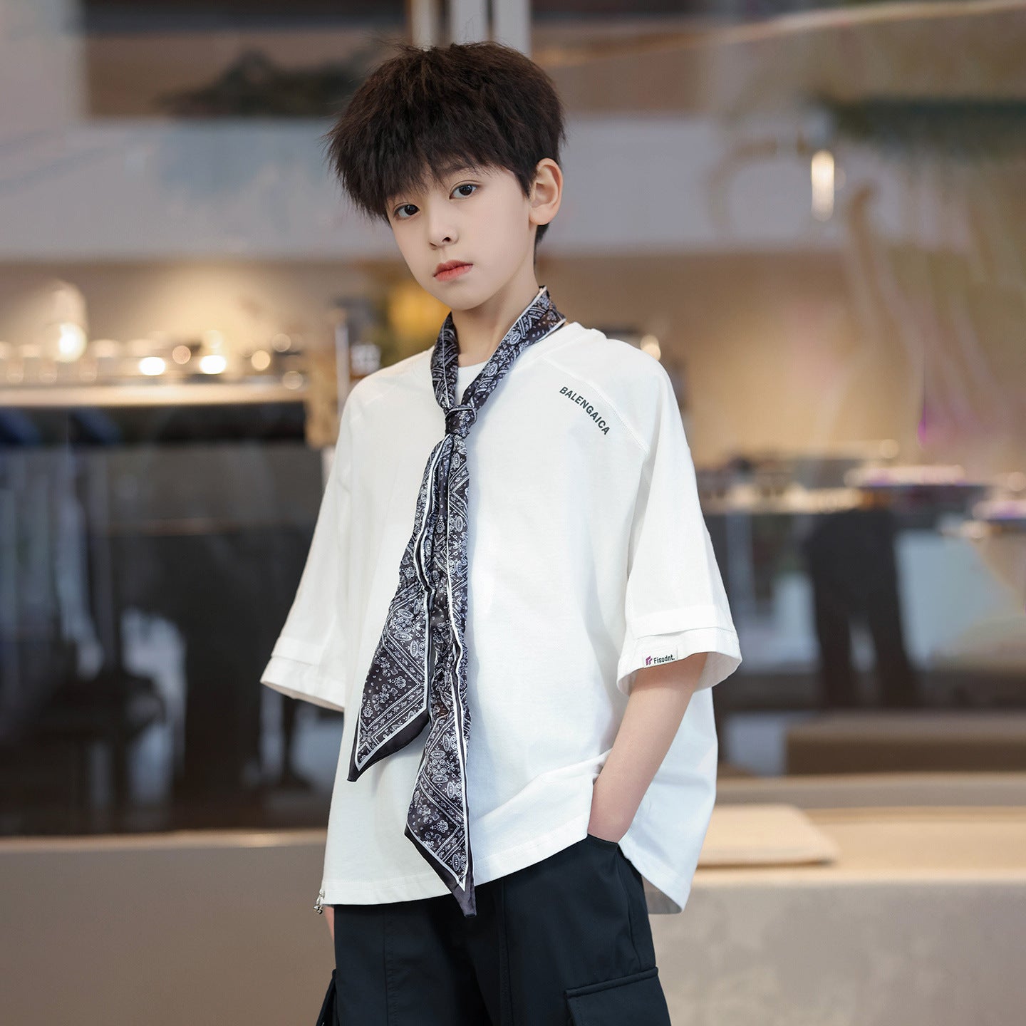 New Boys' Pure Cotton Letter T-Shirt