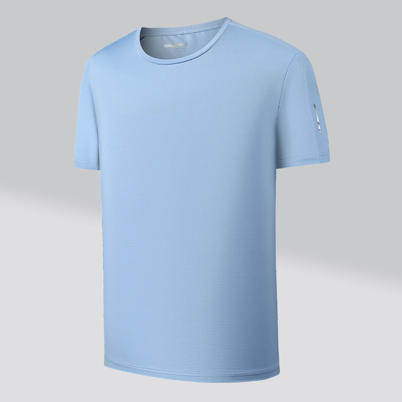 Men's Ice‑Silk Quick Dry Outdoor T‑Shirt Summer Loose Short Sleeve Tee