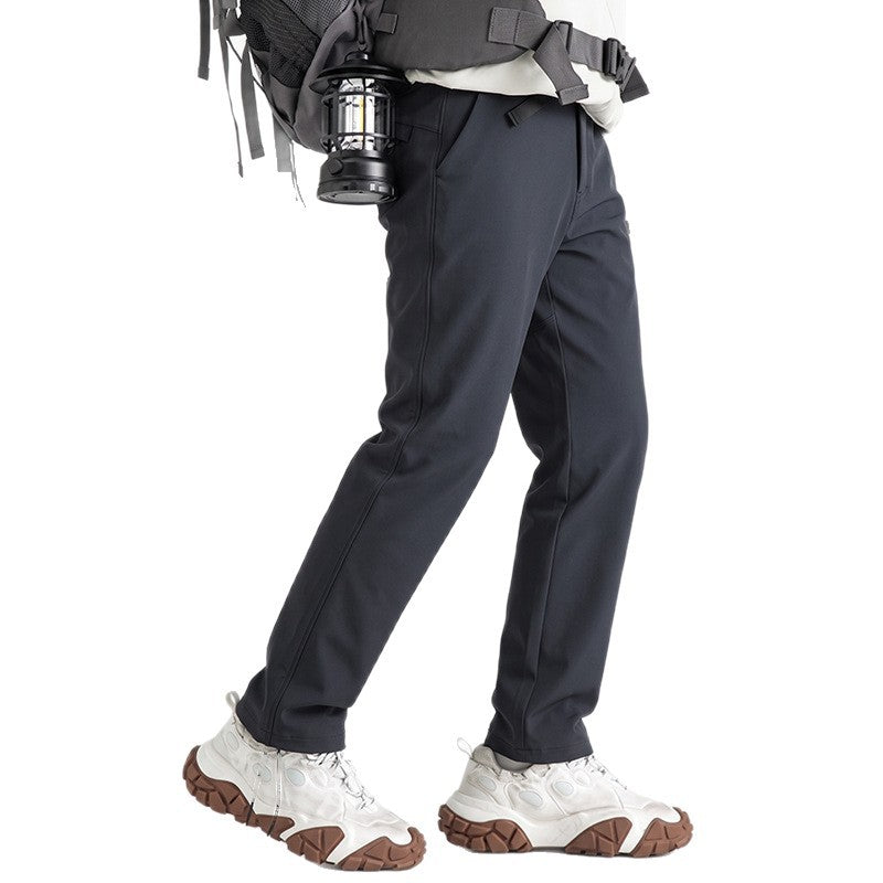 Unisex Warm Softshell Hiking Pants, Windproof Waterproof Stretch Anti-Bacterial Anti-Mite Daily Trousers