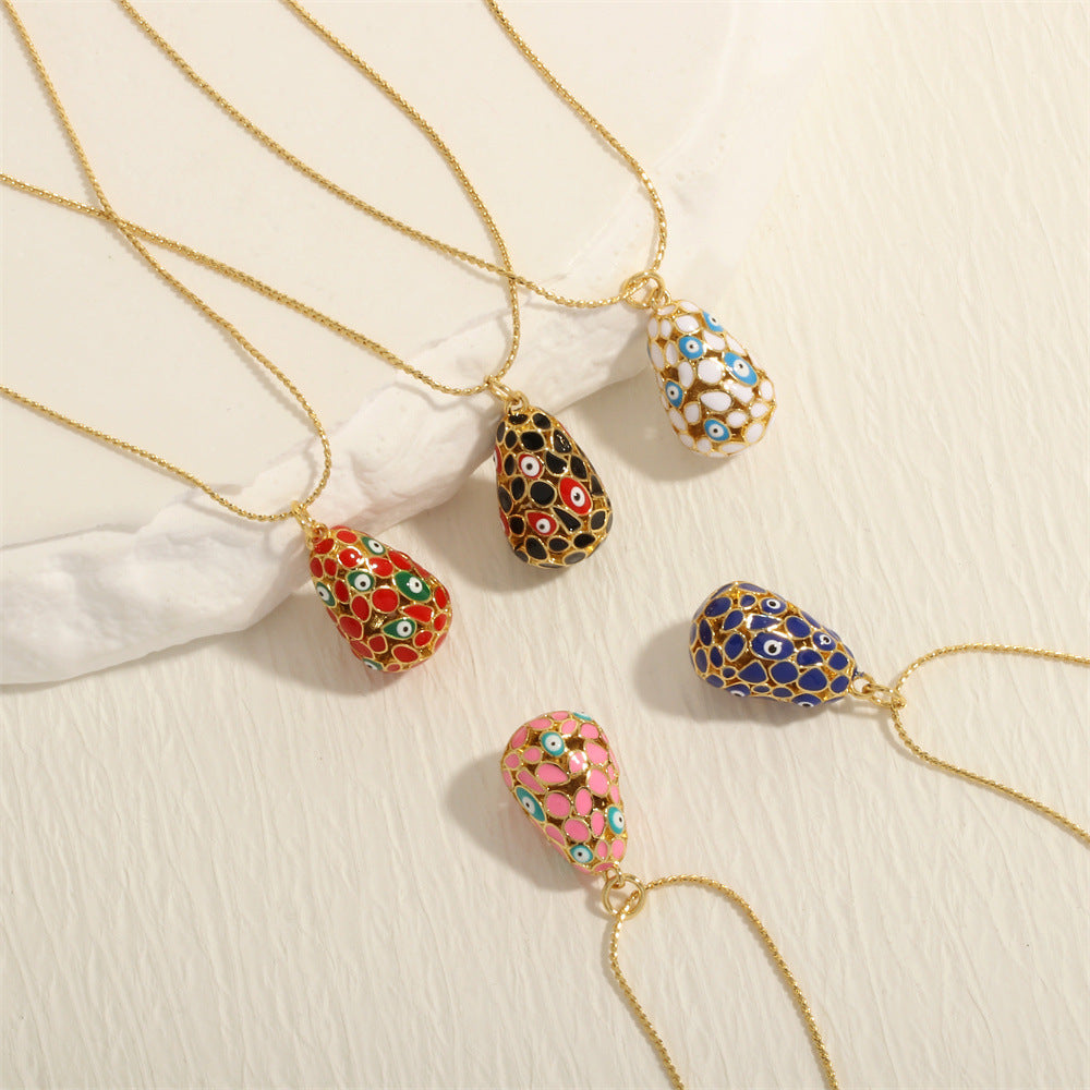Evil Eye Necklace Copper Drip Dinosaur Egg